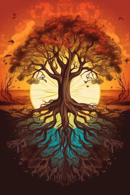 Belle illustration de l'arbre de vie symbole sacré Individualité concept de prospérité et de croissance