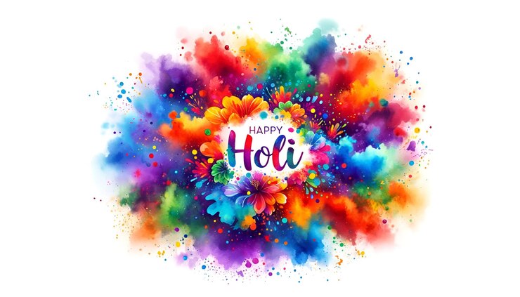 Une belle illustration d'une bannière Holi à l'aquarelle