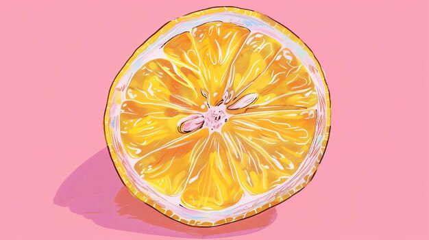 Une belle illustration d'un citron Le citron est coupé en deux et vous pouvez voir la pulpe juteuse et les graines