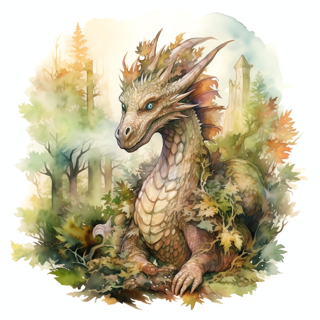 belle illustration de clipart aquarelle dragon
