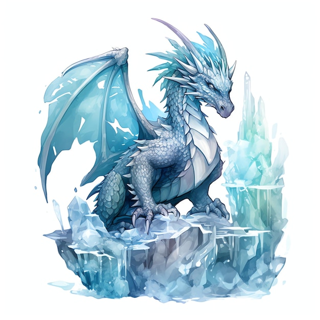 Photo belle illustration de clipart aquarelle dragon