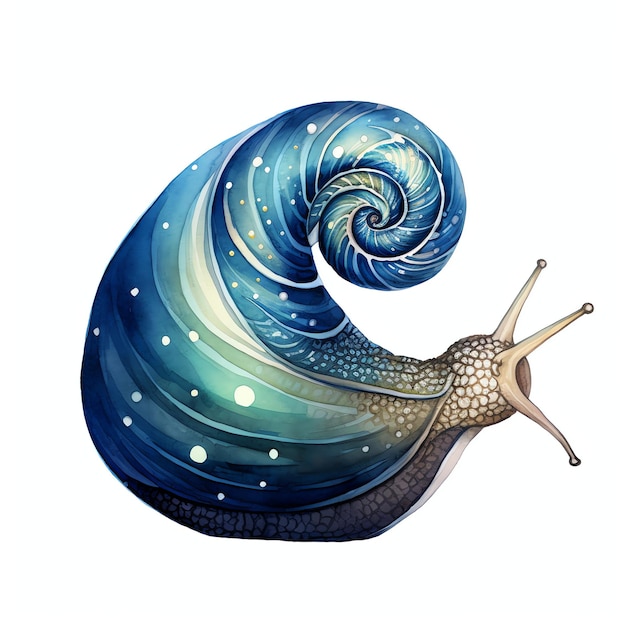 belle illustration de clipart aquarelle de galaxie cosmique magique d’escargot