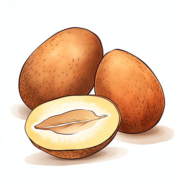 Photo belle illustration clipart aquarelle sapodilla