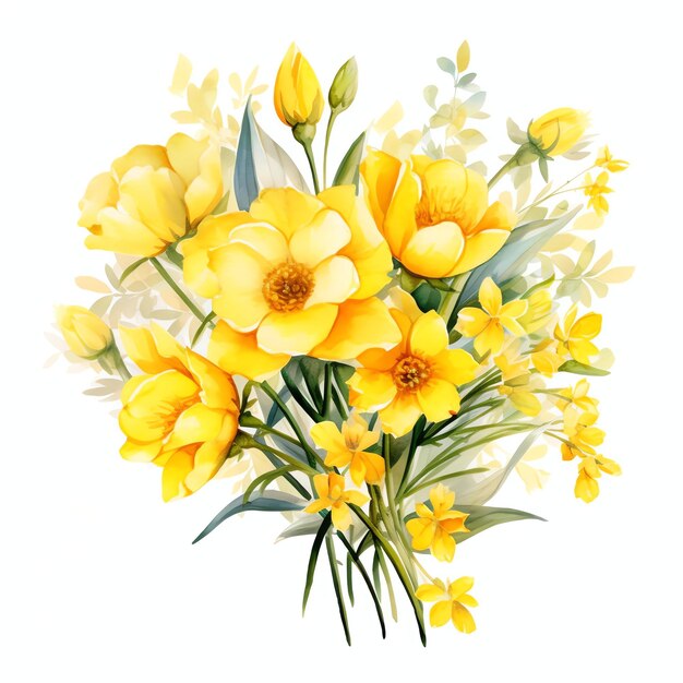 belle illustration clipart de bouquet de fleurs jaunes