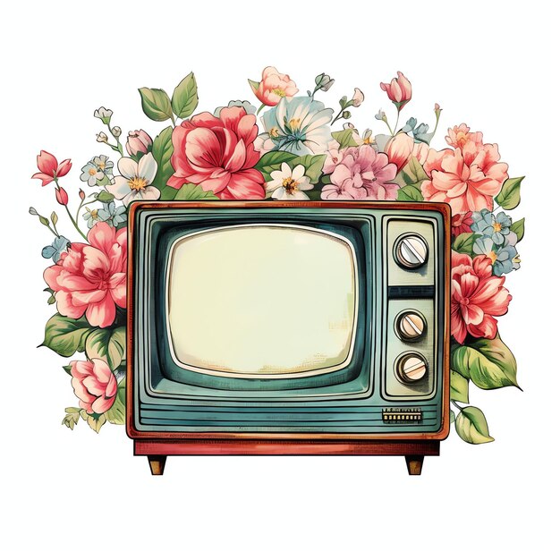 Photo belle illustration de clipart d'écran de télévision vintage