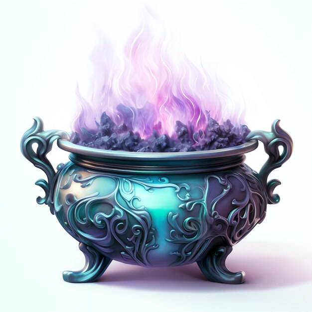 belle illustration clipart de flammes de chaudron violet