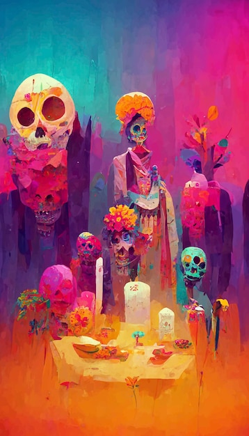 Belle illustration du Jour des Morts