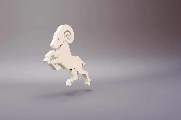 Belle illustration du signe du zodiaque des icônes du symbole du Capricorne sur un fond rose vif rendu 3D