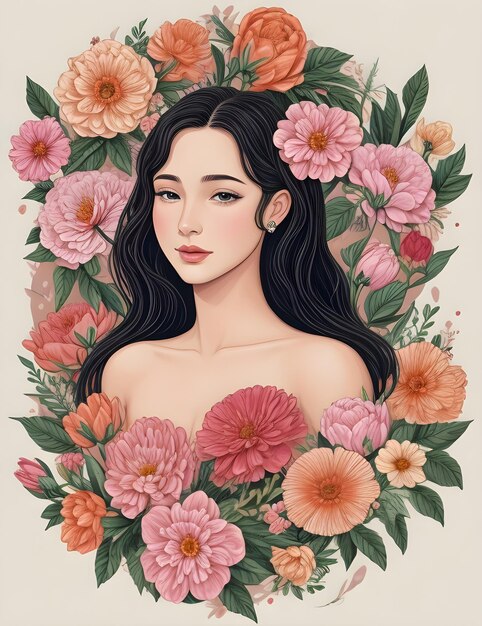 Belle illustration de fleur femelle