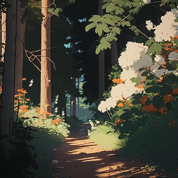 Belle illustration de la forêt d'été