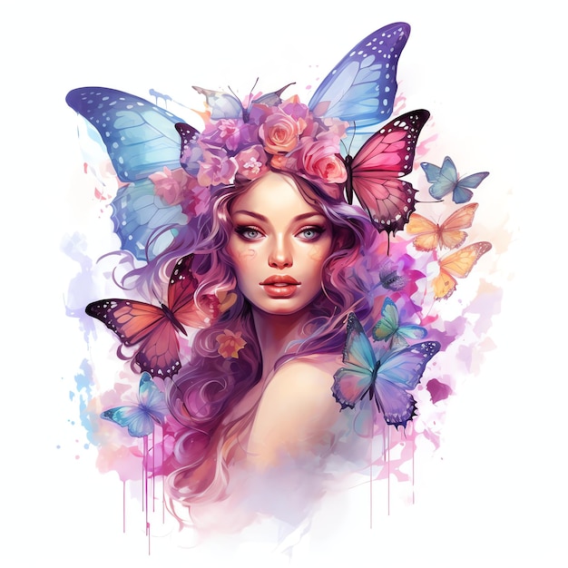 une belle illustration holographique d'un clipart de papillon