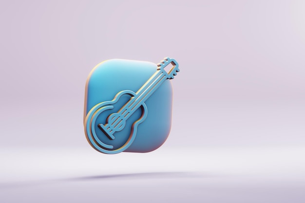 Belle illustration instrument de musique bleu icônes de symbole de guitare de jazz sur un fond rose vif