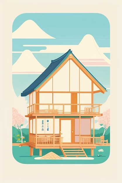 Une belle illustration de maison japonaise