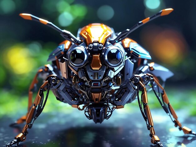 Une belle illustration un robot bug de noyau étrange une belle caméra macro par Generate AI