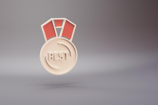 Photo belle illustration symbole de la médaille d'or sur un fond rose vif 3d rendu malade