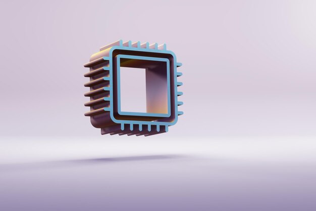 Belle illustration de symbole de pilote de CPU bleu sur un fond rose vif illus de rendu 3D