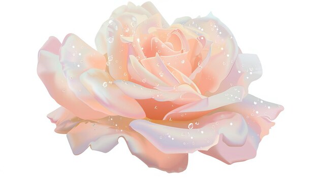 Une belle illustration vectorielle réaliste d'une rose rose douce en pleine floraison sur un fond blanc