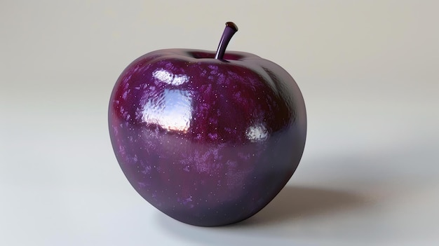 Photo une belle image 3d d'une pomme violette sur un fond blanc