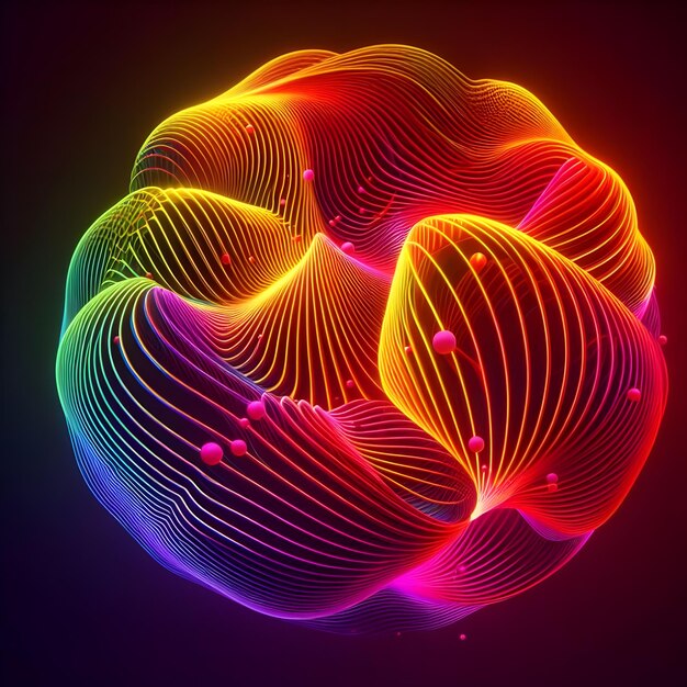 Une belle image de boule ronde lumineuse linéaire abstraite et colorée