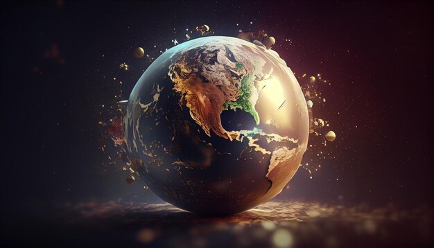 Belle image du globe terrestre dans l'atmosphère de l'espace générée par Ai