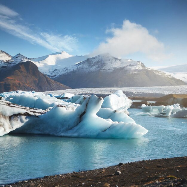 Belle image du paysage froid de la baie de la lagune glaciaire islandaise