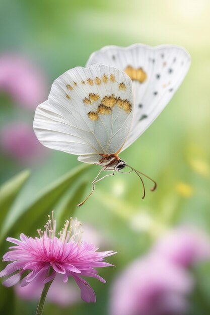 Photo belle image d'été de printemps d'un papillon monarque sur une fleur de lantana orange contre le jardin