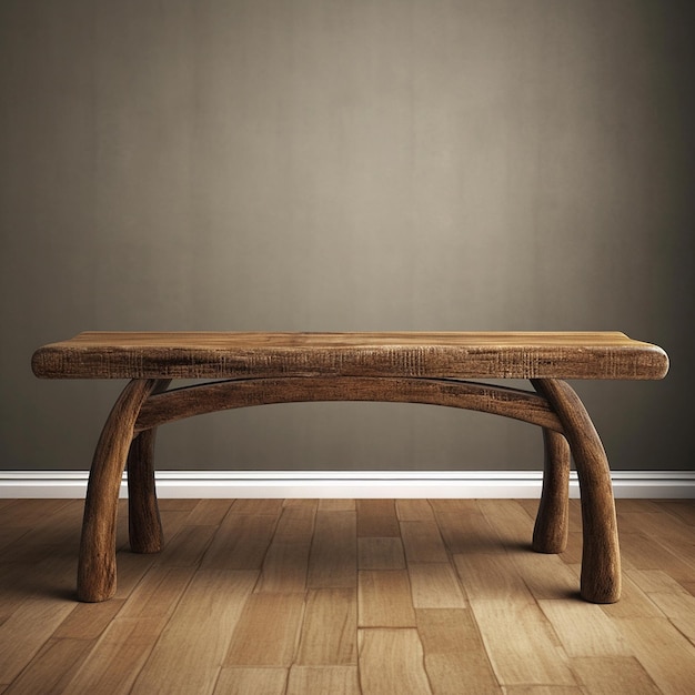 Belle image réaliste de meubles de banc de jambes incurvées en bois AI Image générée