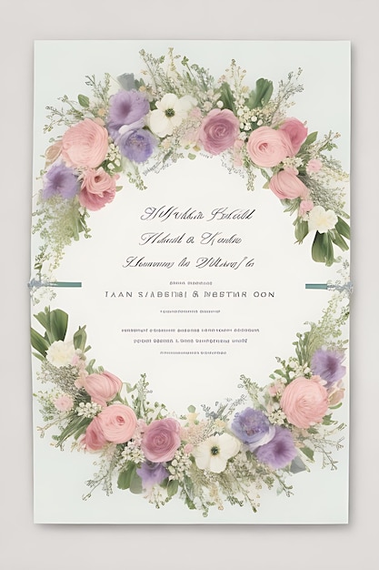 Belle invitation de mariage de guirlande florale