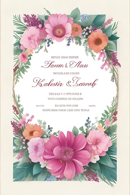 Belle invitation de mariage de guirlande florale