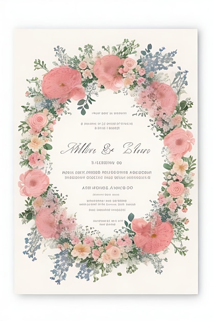 Photo belle invitation de mariage de guirlande florale