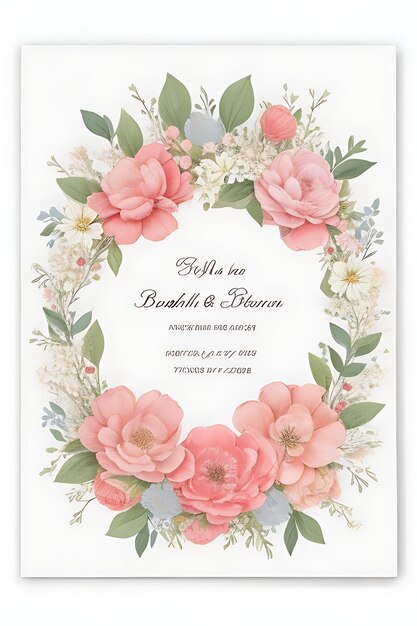 Belle invitation de mariage de guirlande florale