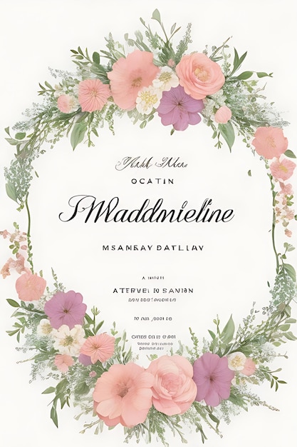 Belle invitation de mariage de guirlande florale