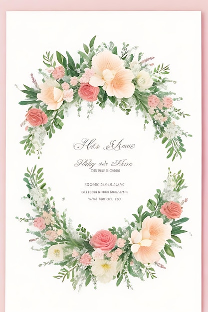 Belle invitation de mariage de guirlande florale