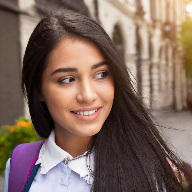 une belle jeune adulte aux cheveux longs