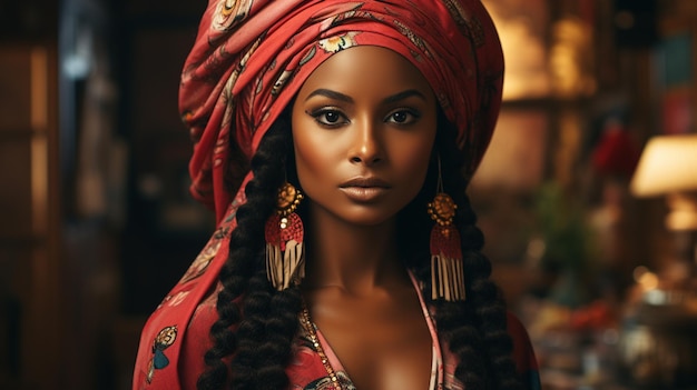 belle jeune femme africaine avec une coiffure afro