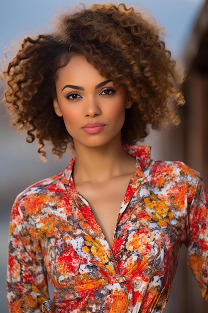 Une belle jeune femme afro-américaine avec une coiffure afro.
