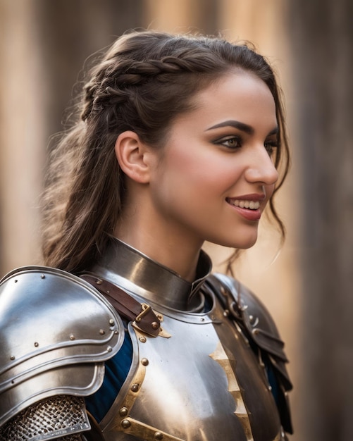 Une belle jeune femme en armure