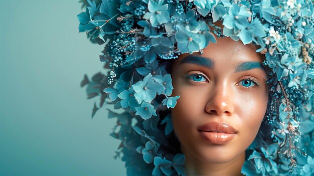 Une belle jeune femme aux cheveux longs dans le style ecoart ai généré