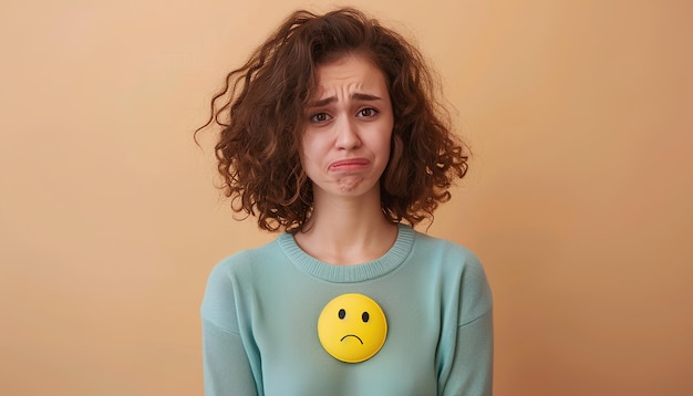 Une belle jeune femme brune avec un visage triste expression triste émotion triste désespoir tristesse