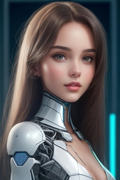 Belle jeune femme cyborg