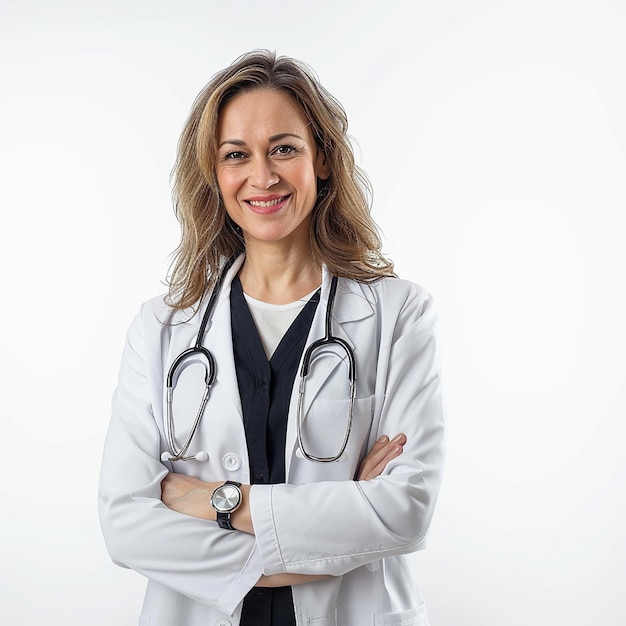 Une belle jeune femme, une femme médecin, regarde la caméra avec un sourire.