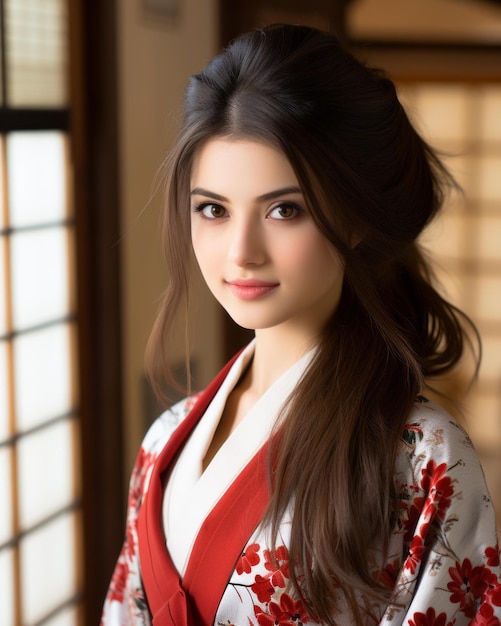 Une belle jeune femme en kimono