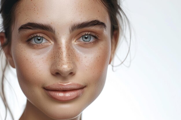 Une belle jeune femme avec une peau fraîche dans un portrait de beauté