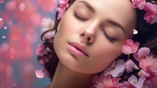 Belle jeune femme avec une peau propre et fraîche Traitement du visage Spa Concept de beauté et de soins de la peau