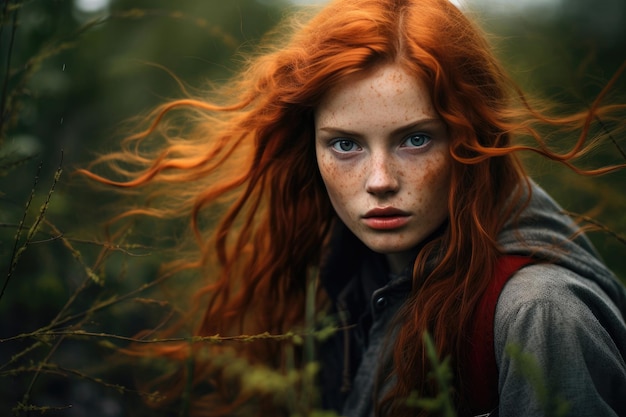 Belle jeune femme rousse