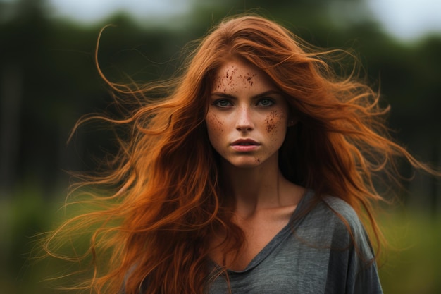 Belle jeune femme rousse