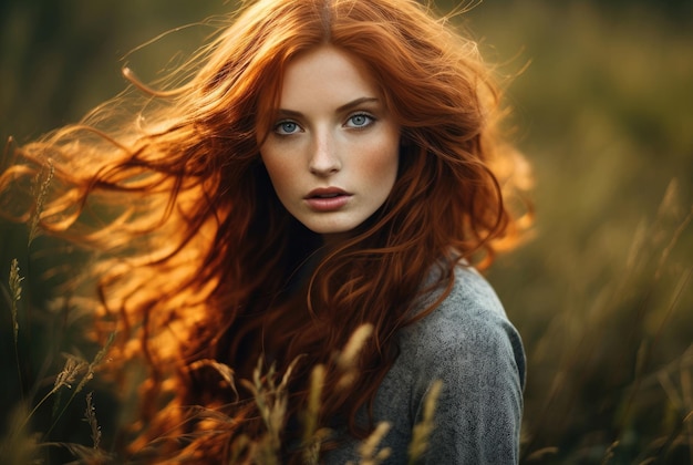 Belle jeune femme rousse