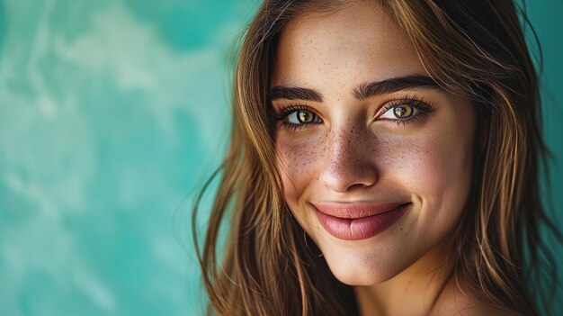 Une belle jeune femme avec des taches de rousseur sur le visage