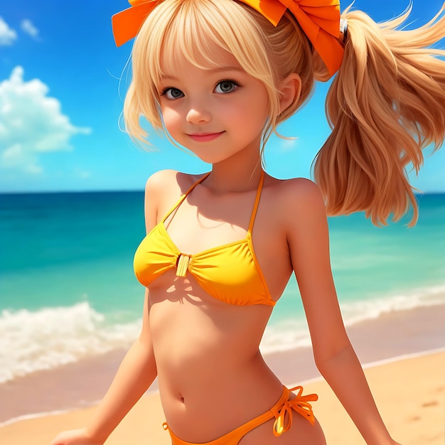 Une belle jeune fille dans un bikini sexy debout sur le bord de la mer un jour d'été chaud génératif ai