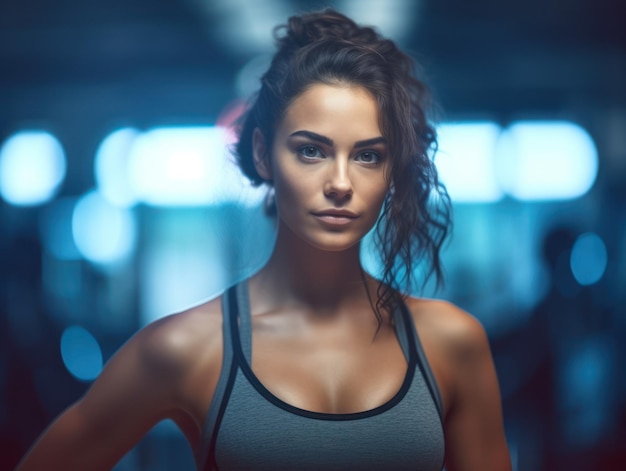 Une belle jeune fille en fitness au gymnase.